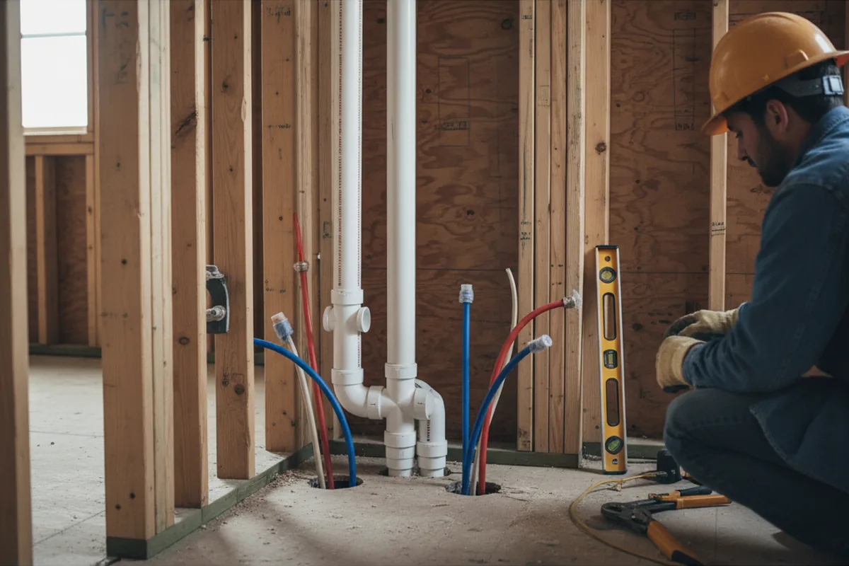 Drain and supply rough-in during Sump Pump Repair in Norristown