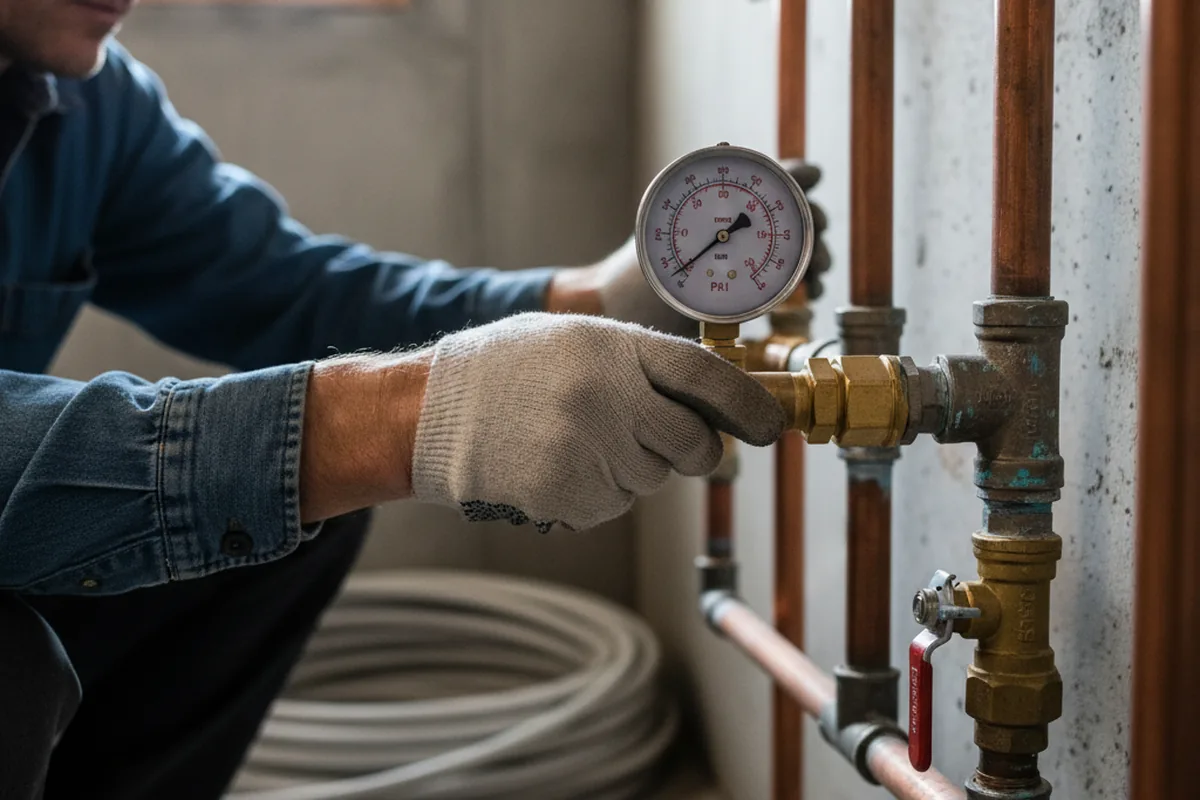Pressure testing a repaired line during Water Line Repair in Norristown